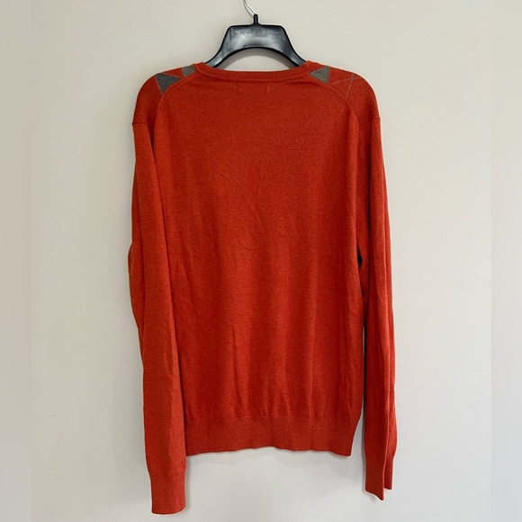 Banana Republic Silk Cashmere Argyle V-Neck Pullover Sweater, Cayenne Orange, M - Picture 5 of 8